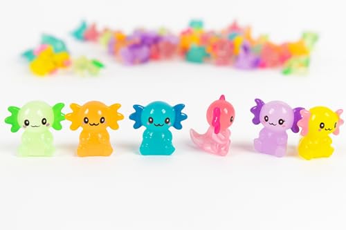 VioraWhite 48 Pcs Mini Axolotl Resin Charms Miniature Axolotl Figurines Tiny Small Animal Figures for DIY Garden Landscape Birthday Party Decoration Aquarium