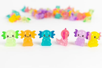 VioraWhite 48 Pcs Mini Axolotl Resin Charms Miniature Axolotl Figurines Tiny Small Animal Figures for DIY Garden Landscape Birthday Party Decoration Aquarium