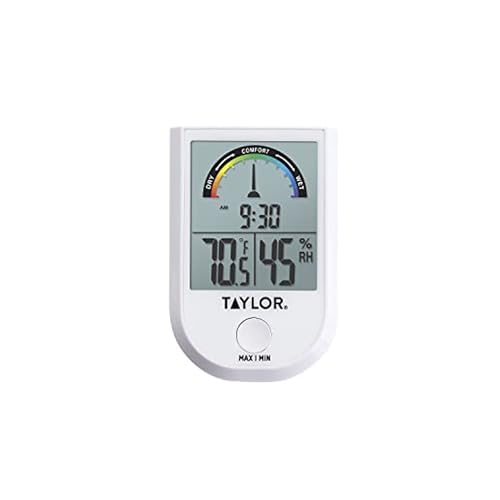 Taylor Digital Wireless Indoor Comfort Level Thermometer and Hygrometer, Easy-to-Read Display for Home, Office, Greenhouse, Nursery, and Indoor Areas, White - color: White, style: Single Display