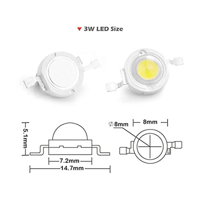 CHANZON 10 pcs High Power Led Chip 3W Cool White 10000k - 15000K | (600mA- 700mA / DC 3V - 3.4V / 3 Watt) Super Bright Intensity SMD COB Light Emitter Components Diode Bulb Bead DIY Lighting - color: D) Cool-white (10000k)
