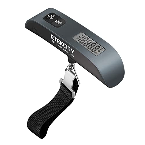 Etekcity Luggage Scale, Digital Suitcase Weight Scale for Travel, 110 lb | Travel Essentials, Air Travel, Suitcase, Hanging Hook, Rubber Grip, Battery Included, Easy-to-Read Display - color: Charcoal Gray