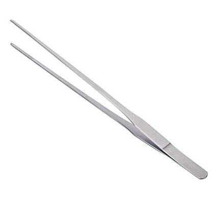 OIIKI Stainless Steel Polished Extra-Long 10.6 inch Tongs Tweezers | Long Tweezers with Precision Serrated Tips for Garden, Kitchen, Indoor & Outdoor - size: 10.6 inch Straight (1 PCS)