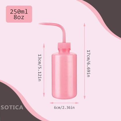Wash Bottles - 3pcs Pink Squeeze Bottles 8oz tattoo bottles 250ml Narrow Mouth Squirt Bottles with Scale Labels Spray Bottles for Tattoo Medical Lab Succulent Watering Lash Extension Supplies - size: 3pcs 250ml pink