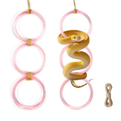 2 PCS Reptile Climbing Loops, Snake Climbing Rings, Snakes Tank Accessories for Ball Python & Climb Pet-Terrarium Enrichment Toys for Snakes, Iguana, Chameleon, Parrot, Lizard (Pink)