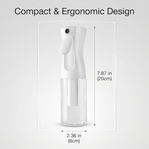200ML Fine Mist Spray Bottle for Plants Cleaning Haircare Atomizer - Continuous Spray Design for Home, Office, Salon, Travel, Leak-Proof, Durable PET Material