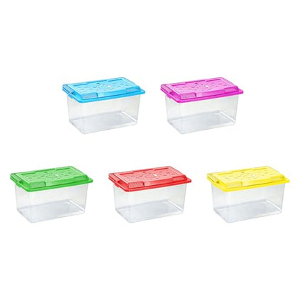 Portable Reptiles Tanks Box Including Feeding Port Observation Window for Lizards Breeding Case Large Lizards Habitat Box Featuring Ventilated Cover - size: 27x17x14cm