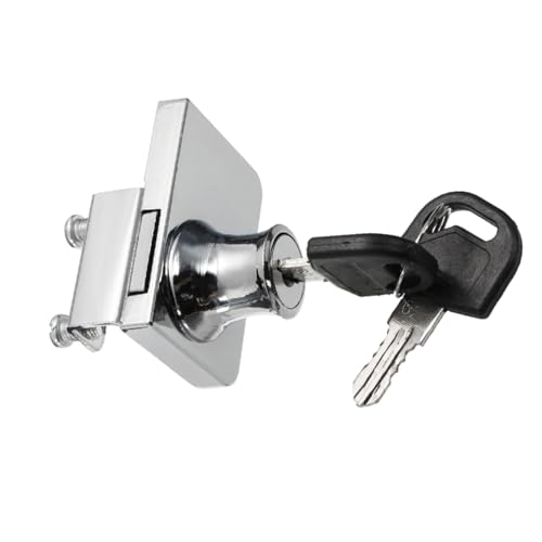 Glass Cabinet Lock Zinc Alloy 5-8mm Security Door Lock with Keys for Display Showcase Furniture Latch Compatible with Single and Double Doors