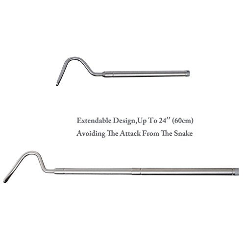24 Inch Snake Hook Extendable Stainless Steel Handing Tool Reptile Grabber Snake Catcher