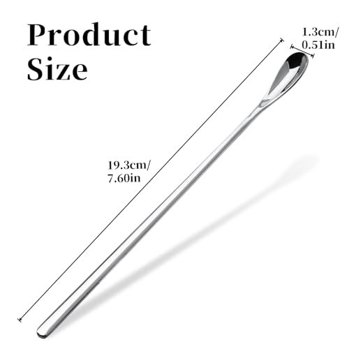 Abeillo 2Pcs Crested Gecko Feeding Spoon, Stainless Steels Reptile Spoon, 7.6 Inch Long Handle Crested Food Feeding Spoon for Gecko Lizard Gargoyle Bearded and Other Small Animals