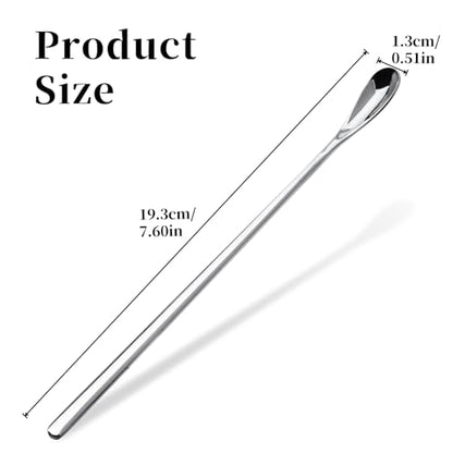 Abeillo 2Pcs Crested Gecko Feeding Spoon, Stainless Steels Reptile Spoon, 7.6 Inch Long Handle Crested Food Feeding Spoon for Gecko Lizard Gargoyle Bearded and Other Small Animals