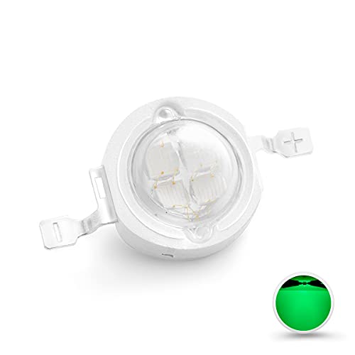 CHANZON 10 pcs High Power Led Chip 5W Green | (600mA - 700mA / DC 6V - 7V / 5 Watt) Super Bright Intensity SMD COB Light Emitter Components Diode Bulb Beads DIY Lighting - color: G) Green