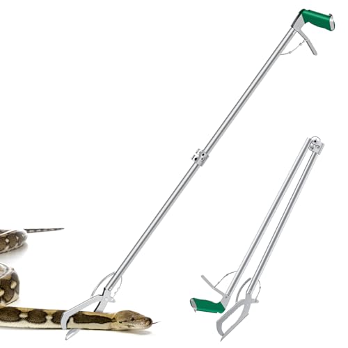 60" Snake Tongs Collapsible Grabber, Professional Reptile Snake Catcher | Wide Jaw Handling Tool, Stainless Steel Snake Hook - size: 60 inch