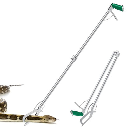 60" Snake Tongs Collapsible Grabber, Professional Reptile Snake Catcher | Wide Jaw Handling Tool, Stainless Steel Snake Hook - size: 60 inch