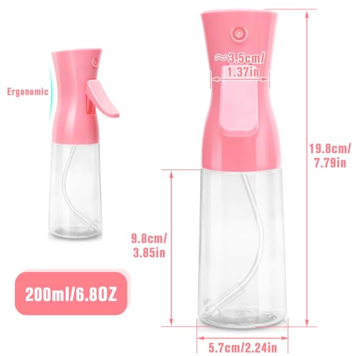 Spray Bottle,Fine Mist Spray for Hair,Ultra-Fine Continuous Spray Bottle for Skincare,Plant Care,Pet Grooming,Cleaning, Refillable Spray Container,Christmas Gift (1Pcs Light Pink 6.8oz)