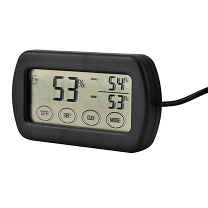 Digital Thermometer Hygrometer with Probe for Egg Incubator Reptile Tank, Indoor Outdoor Temperature and Humidity Gauge with Suction Cup, Min Record, Fahrenheit Celsius Switchable