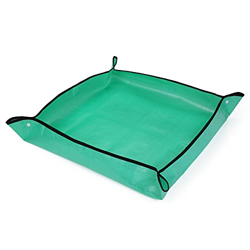 RESTCLOUD Indoor Plant Repotting Mat Potting Tray, Poo Poo Platter for Butterfly Cage, 19.6 x 19.6 Inches, Green, Set of 2 - size: 19.6 x 19.6 Inches Set of 2