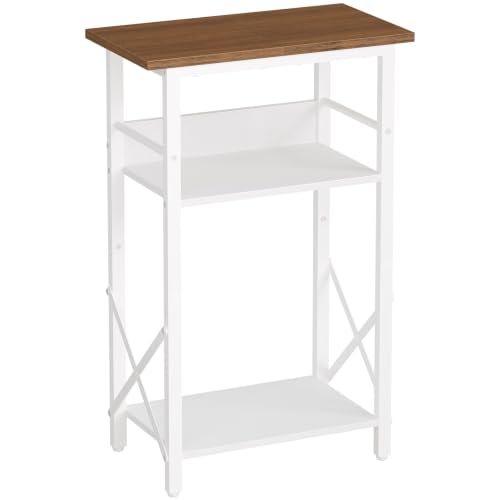 HOOBRO 10 Gallon Aquarium Stand, 3-Tier Fish Tank Stand with Storage, Reptile Turtle Tank Stand with Metal Frame, 20.5" L x 11" W, Walnut and White WH52FT01 - color: Walnut + White
