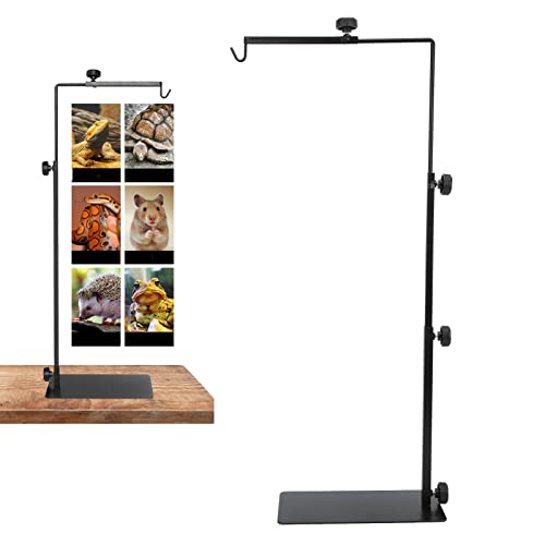 Reptile Heat Lamp Holder Adjustable Heavy Duty Terrarium Light Stand for Lizards Turtles Snakes Iron 9.1x16.1in to 15.7x37.4in Floor over Crawlers