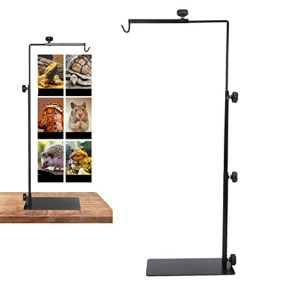 Reptile Heat Lamp Holder Adjustable Heavy Duty Terrarium Light Stand for Lizards Turtles Snakes Iron 9.1x16.1in to 15.7x37.4in Floor over Crawlers