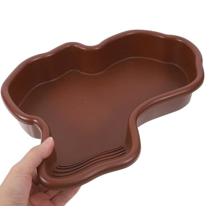 Large Turtle Soaking Basin Plastic Reptile Pool Bathing Dish Terrarium Frog Pond Turtle Habitat Accessory for Tortoise and Lizard Pet Supplies