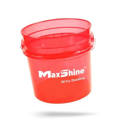 Maxshine 3.5 Gallon Universal Detailing Bucket – Car Wash Bucket for Scratch-Free Washing – Garage Storage & Auto Detailing Tool Holder – Holds Soap, Foam Cannon, Brushes, Microfiber Towels (Red) - color: 3.5g Bucket (Red)