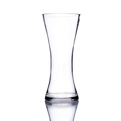 WGV Unique Bouquet Vase, 5" W, 12" H, Clear Glass Tall Floral with Flared Oval Opening, Centerpiece, Home Wedding Event Decor, 1 Piece (VCK0912) - size: Concaved 12"H