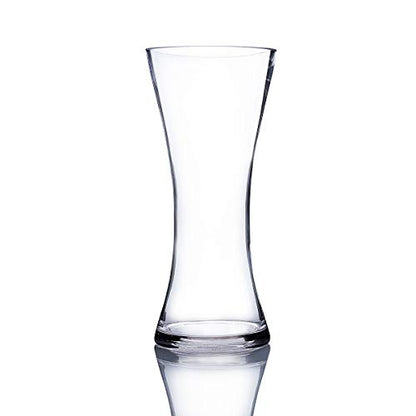 WGV Unique Bouquet Vase, 5" W, 12" H, Clear Glass Tall Floral with Flared Oval Opening, Centerpiece, Home Wedding Event Decor, 1 Piece (VCK0912) - size: Concaved 12"H