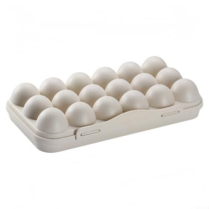 Portable Egg Storage Box With 18 Grids Egg Protector Case Tray Container Secure Egg Transport Outdoor Trips And Activities(18 Beige) - size: 18 Beige