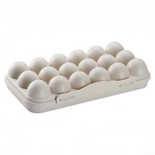 Portable Egg Storage Box With 18 Grids Egg Protector Case Tray Container Secure Egg Transport Outdoor Trips And Activities(18 Beige) - size: 18 Beige