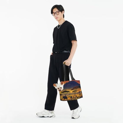 Small Pet Carrier Purse Bag, African Savanna Sunset Print Shoulder Bag for Dogs Cats, Puppy Tote Travel Handbag - color: African Savanna Sunset