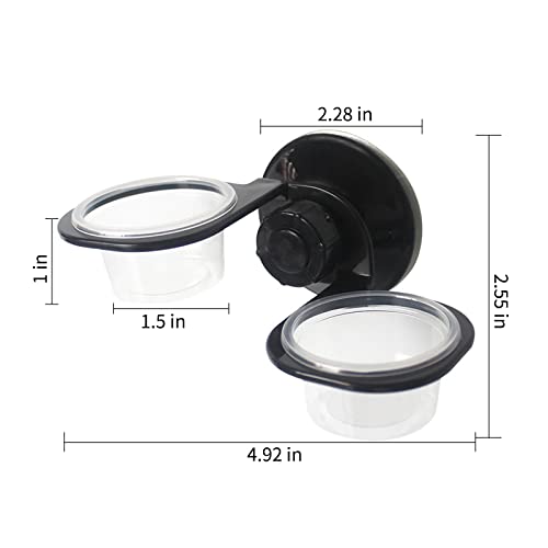 2 Pack Reptile Feeder Gecko Lizard Feeding Cup with Suction Cup, Reptile Food Water Feeder Dish with 6 pcs Cups for Geckos,Chameleon Lizard (Double(Black)) - size: Double(BLACK)