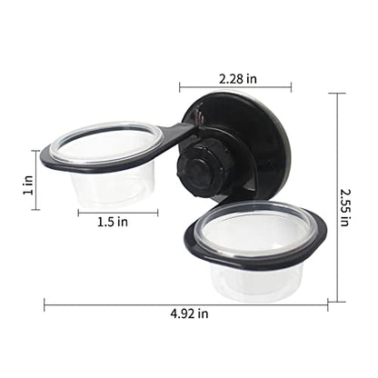 2 Pack Reptile Feeder Gecko Lizard Feeding Cup with Suction Cup, Reptile Food Water Feeder Dish with 6 pcs Cups for Geckos,Chameleon Lizard (Double(Black)) - size: Double(BLACK)