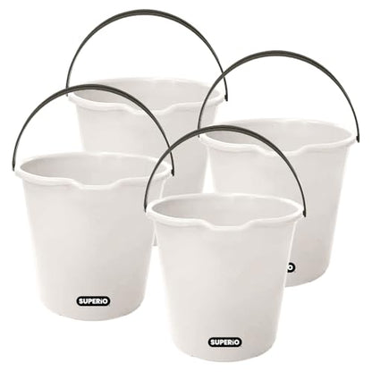 Superio 2.75 Gallon Plastic Cleaning Bucket with Large Spout, Utility Pail for Mopping, Car Wash, Fishing, Camping & Household Use, Light Grey, 4 Pack - color: Light Grey, size: 4 Pack
