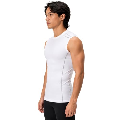 DEVOPS 3 Pack Men's Compression Shirts Sleeveless Tank Top Baselayer | Gym Training, Running, Moisture Wicking, Compression Fit, 4-Way Stretch, UPF 50+, Sleeveless - color: 0# (3 Pack) White / White / White(gray), size: X-Large