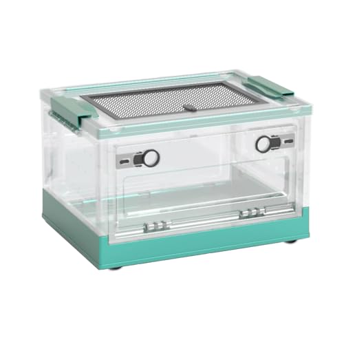 Large Portable Reptile Tank with Multi-Observation Perspective Foldable and Bottom Pulley, Ideal Habitat for Gecko, Frog, Spider and so on (Blue) - color: Blue