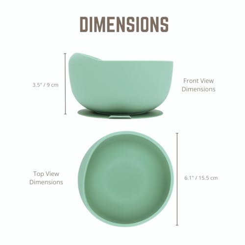 Modaliv Adaptive Silicone Scooper Bowl with Suction Base, Sage Green | Non-Slip Feeding Bowl with Raised Lip for Adults & Seniors with Parkinson's, Tremors & Limited Mobility