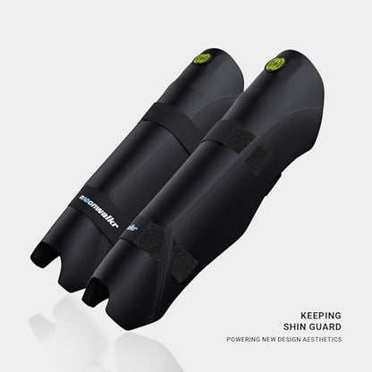 moonwalkr Cricket Wicket Keeping Shin Guards Cricket Guard for Keeper's Height (4'5" - 6'6") Wicket Keeping Pads Super Slim Gear Comes with a 3-inch Strap - color: Black