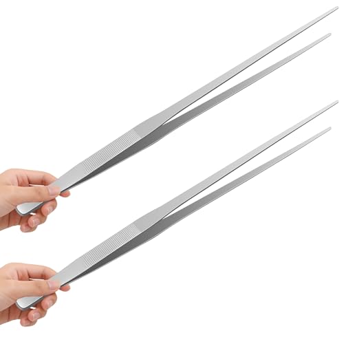 18.9 inch Aquarium Tweezers, Extra Long Feeding Tongs, Stainless Steel Aquascaling Tools for Fish Aquariums, Terrariums, Reptile Snake Feeding and Care(2 Pcs)