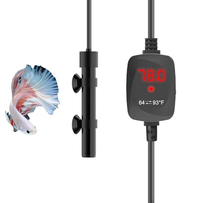 15W Mini Aquarium Heater Betta Heater for 1-3 Gallon Freshwater & Saltwater Tanks, Alumina Ceramic Fish Tank Heater Turtle Heater with Dry-Run & Overheat Protection - size: For Tanks ≤ 3 Gal