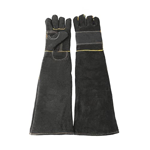 AOWPFVV Animal Handling Gloves Bite Proof for Dogs,Cats, 23.6in Large | Falconry,Birds,Snake,Reptile,Vets, Groomers & Animal Control - color: Black Size Large 23.6in