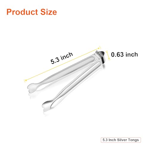 Serving Tongs, Anytrp 12-Packs Stainless Steel Sugar Tong, 5.3inch Small Tongs for Serving Food, Appetizers, Buffets, Coffee Bar, Kitchen, Tea Party, Desserts Party and Ice Bucket - color: Silver, size: 5.3inch