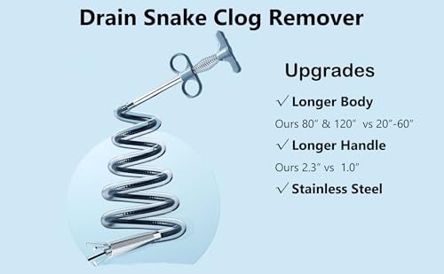 120" Grabber Claw Pick up Sewer Cleaning Hook Drain Clog Remover Snake Grabber Drain Hair Catcher Upgraded Extra Long Kitchen Sink Bathroom Toilet Shower (120Inch)