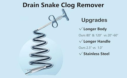120" Grabber Claw Pick up Sewer Cleaning Hook Drain Clog Remover Snake Grabber Drain Hair Catcher Upgraded Extra Long Kitchen Sink Bathroom Toilet Shower (120Inch)