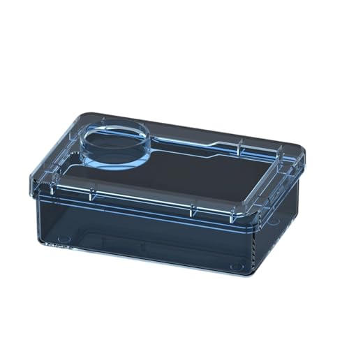 LEBETE Transparents Reptiles Feeder Bowl Escape Reptiles Food Container for Lizards Turtles and Small Pet Easy to Clean - color: Blue, size: 12.5×8.5×4.5cm