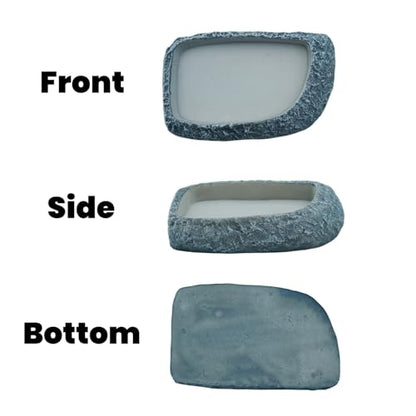 Reptile Feeding Dish, Water Dish and Food Bowl, Resin Rock Reptile Feeding Terrarium Corner Bowls for Bearded Dragon Lizard Frog Gecko Tortoise Hermit Crab Snail