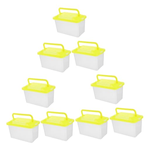3pcs Portable Handheld Fish Tank Transparent Reptile Aquarium Box for Turtles and Hamsters Creative Feeding Box for Pet Cleaning Color Lid
