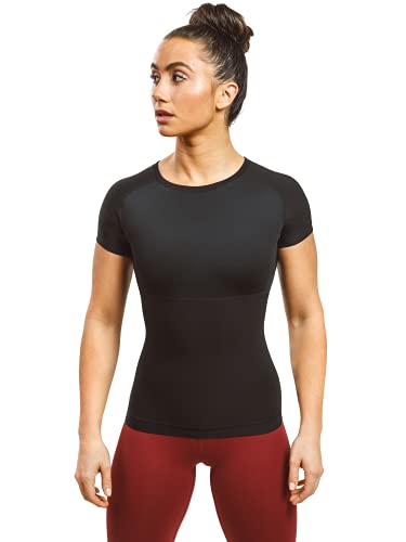 Sweat Shaper Women's Athletic Tee, Short Sleeve High-Performance Compression T-Shirt, Performance Baselayer Workout Shirt - size: Large