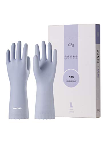 LANON 3 Pairs wahoo Cleaning Gloves, Unlined, Icelandic Blue, Medium | Dishwashing, Latex Free, Skin-Friendly, Dishes Washing, Reusable, DEHP-Free, Non-Slip, Household Kitchen Gloves - color: Icelandic Blue (Pack of 3), size: Medium (Pack of 3)