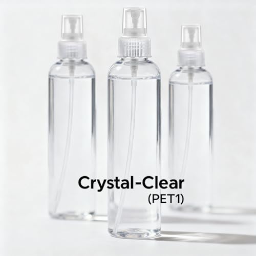 Bar5F Clear Plastic Spray Bottles, 8.5 oz / 250 ml, 3-Pack | Refillable Water Spray Bottle Set, Fine Mist Spritzer for Hair, Plants & Beauty Use, Empty Reusable, BPA-Free Plastic Bottles