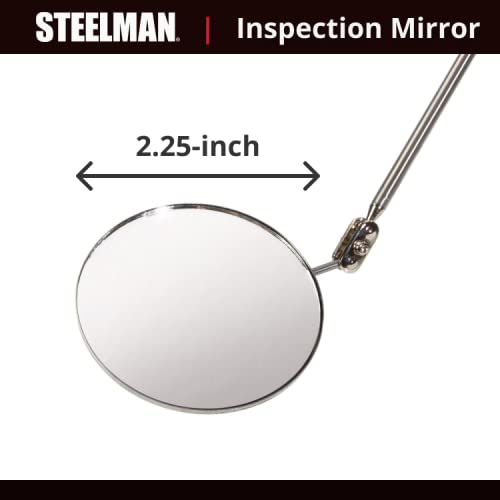 Steelman 29-Inch Telescoping Auto Inspection Mirror, Durable Steel, Articulating 3.25-Inch Round Mirror, Contoured Grip - size: 29 inches